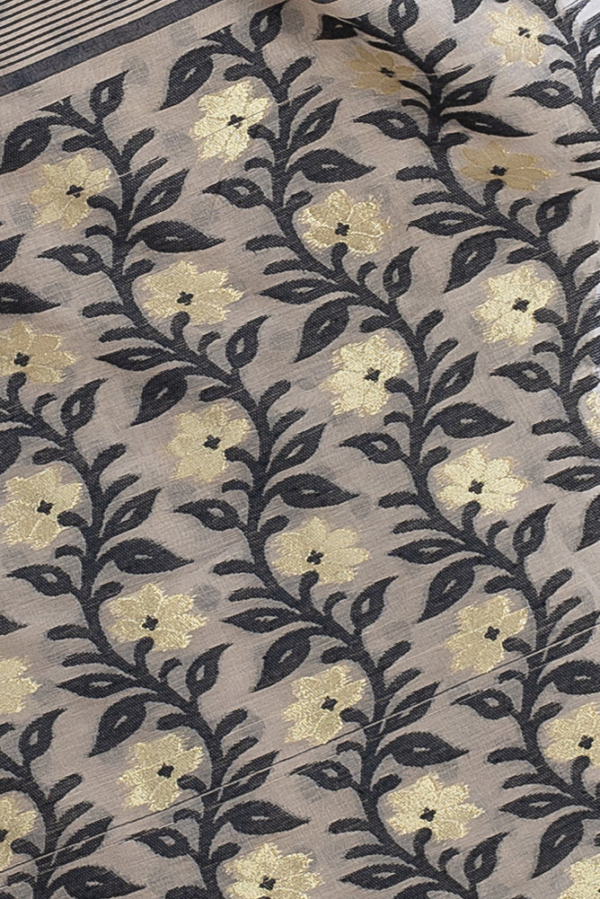 Black White Pure Cotton Boll_Jamdani Jamdani Saree (812)